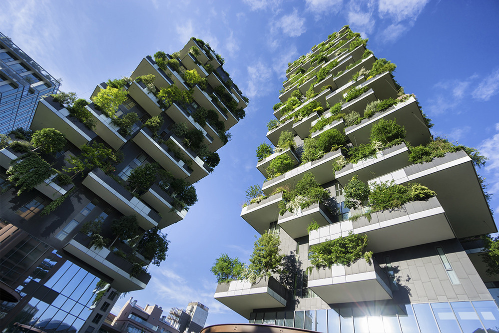 Balkone-grün-moderne-Gebäude