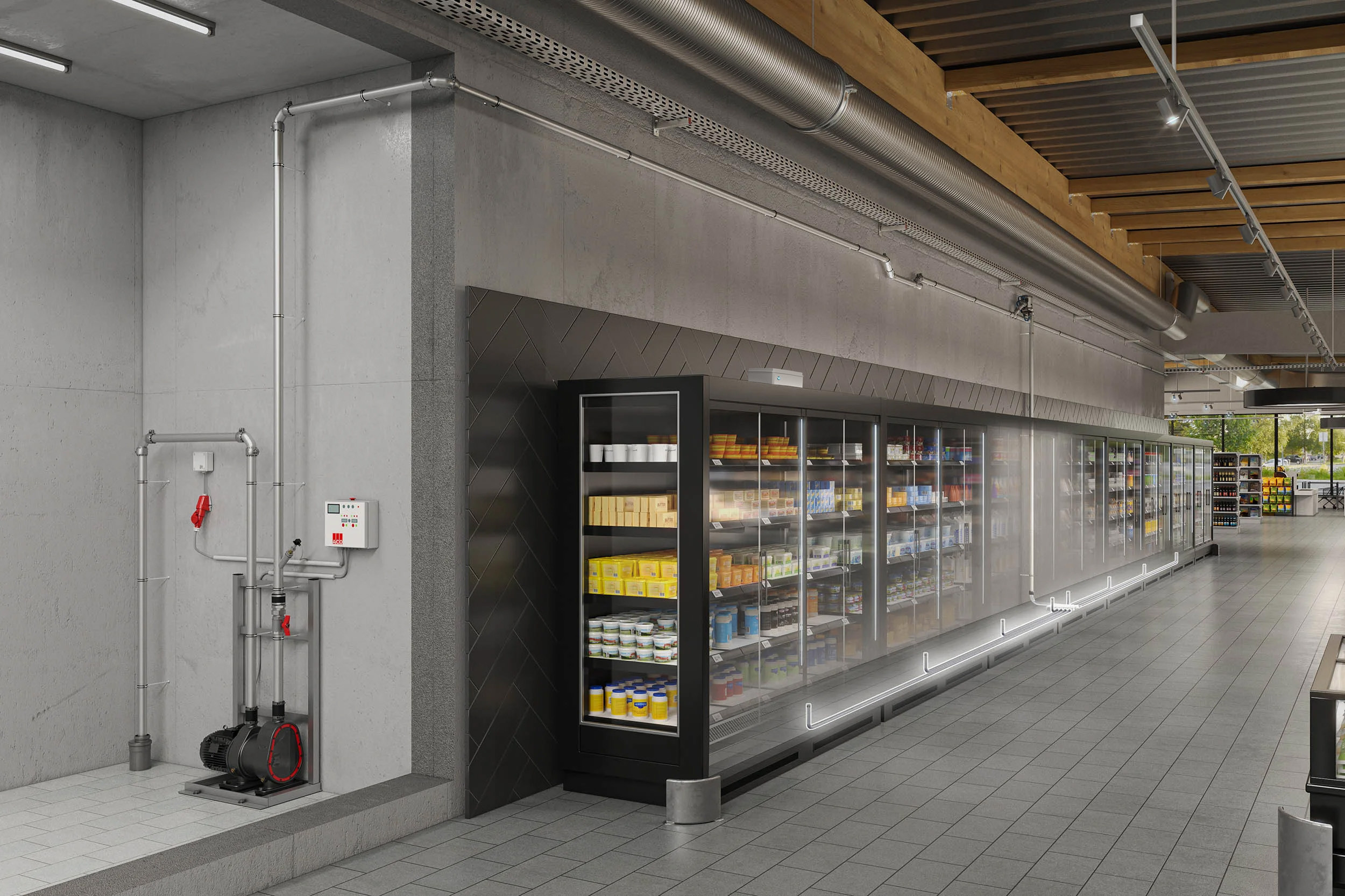 Innenraum-Supermarkt-Kühlmöbel-Entwässerung-Rohre-Pumpe